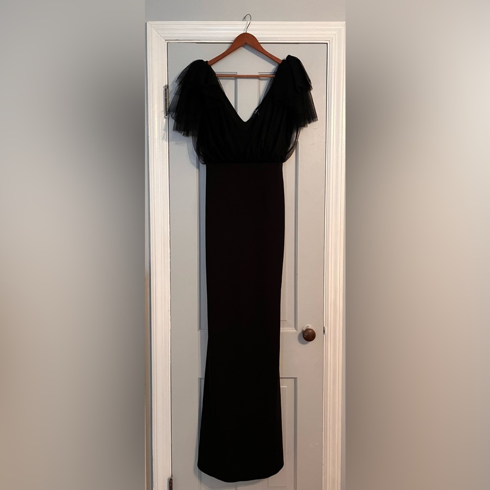 Lulus | Flutter Sleeve Black Mermaid Gown – Size M - Picture 2 of 4